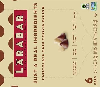 Larabar Chocolate Chip Cookie Dough, Gluten Free Vegan Fruit Nut Bars, 6 Ct