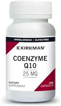 Kirkman Coenzyme Q10 25 Mg - Hypoallergenic | 100 Vegetarian Capsules | Coq10 | Supports Immune System | Gluten And Casein Free | Capsules Are Plant Based : Health & Household