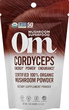 Om Mushroom Superfood Cordyceps Organic Mushroom Powder, 3.5 Ounce, 50 Servings, Energy, Power, Stamina And Endurance Support, Superfood Supplement For Sports Performance