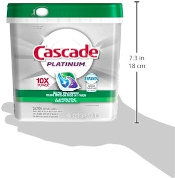Cascade Platinum ActionPacs Dishwasher Detergent Fresh Scent, 64 Count, 2.99 Pounds : Health & Household