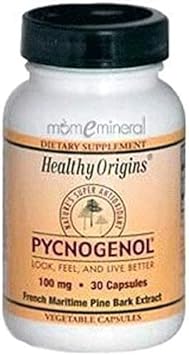 Healthy Origins Pycnogenol 100 mg - Premium Pine Bark Extract - French Maritime Pine Bark Extract for Heart Health, Skin Care & More - Gluten-Free & Non-GMO Supplement - 30 Veggie Caps