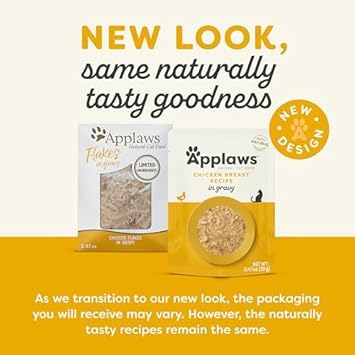 Applaws Natural Wet Cat Food In Gravy, Limited Ingredient Wet Cat Food Pouches, No Additives, Made With Natural Ingredients, Chicken Breast In Gravy (12 X 2.47Oz Pouches)