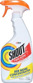 Shout Active Enzyme Laundry Stain Remover Spray, Triple-Acting Formula Clings, Penetrates, and Lifts 100+ Types of Everyday Stains - Prewash Spray 22oz