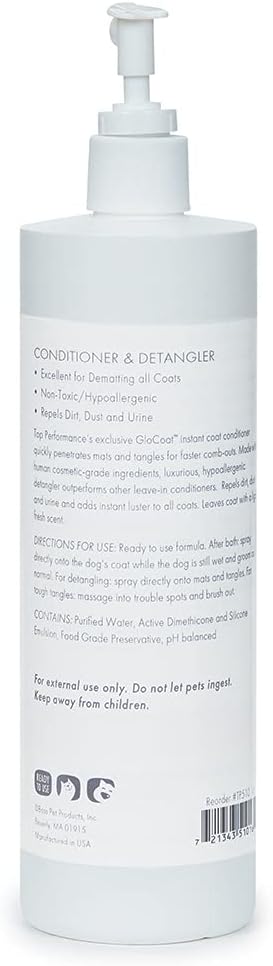 Top Performance GloCoat Pet Conditioner and Detangler, 16 Fl Oz (Pack of 1) (Packaging May Vary)
