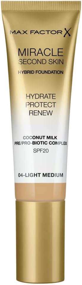 Max Factor Miracle Second Skin Hydrating Foundation, Light-Medium - 30 ml : Amazon.co.uk: Beauty