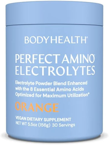 Bodyhealth Perfectamino Electrolytes Powder, Hydration Powder, Sugar Free Keto Electrolyte Drink Mix, Non Gmo, Orange Flavor (30 Servings)