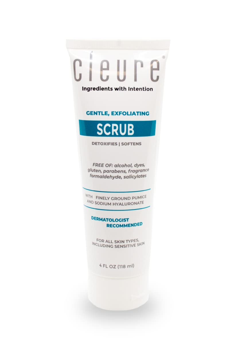 Cleure Hypoallergenic Exfoliating Facial Scrub, Free Of Fragrance, Gluten, Paraben, Salicylate And Non-Comedogenic, Unscented, 4 Oz