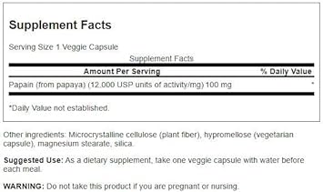 Swanson Papain Papaya Enzyme 100 Milligrams 90 Veg Capsules