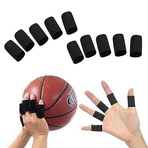 Finger Sleeves, Finger Compression Sleeve Protector Sport Finger Splints for Arthritis, Elastic Thumb sleeves, All Sports Comfortable Cushion Pressure Gym Fitness, Breathable Finger Tape, Trigger Finger(Black)