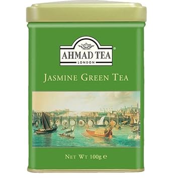 Ahmad Tea Black Tea, Jasmine Black Tea Loose Leaf, Metal Tin 100G - Caffeinated And Sugar-Free