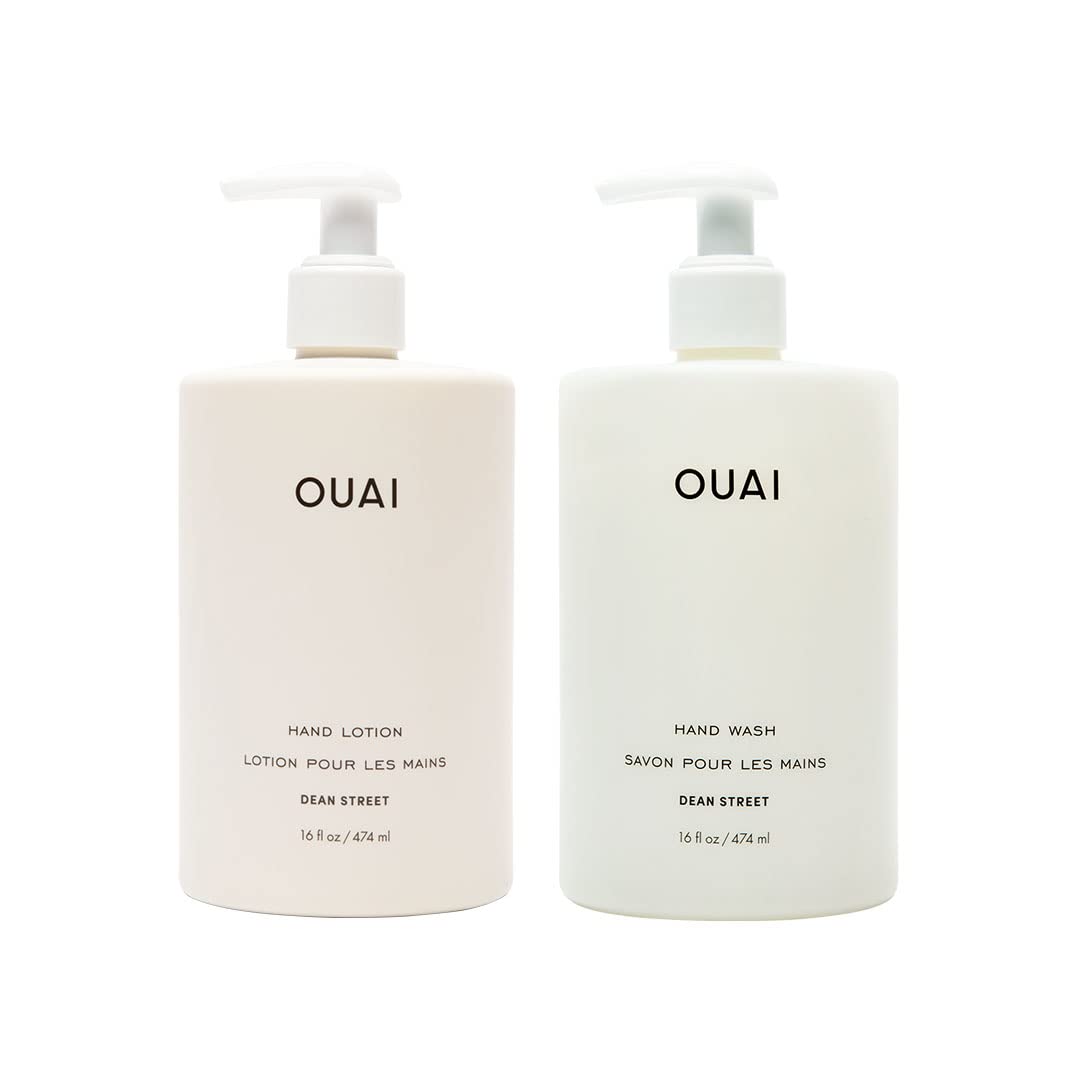 OUAI Hand Wash and Hand Lotion Set, Dean Street Scent - Moisturizes and Exfoliates with Daily Use - Made with Jojoba Esters, Avocado & Rosehip Oils - 16 fl oz Each