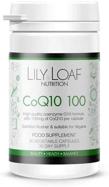Lily & Loaf Coq10 Ubiquinone 100Mg | Premium Quality | Suitable For Vegetarians & Vegans | Kosher | Gluten Free