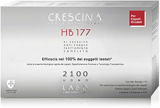 Crescina Transdermic Follicular Islands Hb 177 And Anti-Fall Treatment Complete Hair Booster 2100 Man 20+20 Vials