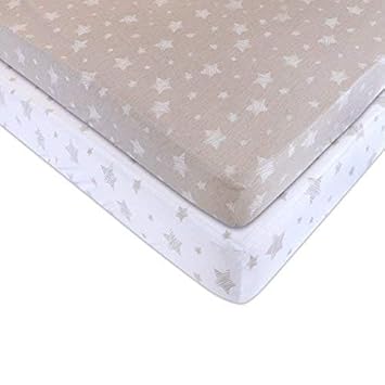 Ely’S & Co. Crib Sheets, Baby Boy/Girl Fitted Crib Mattress Sheet Set, 2 Pack, 100% Jersey Knit Cotton, Infant And Toddler Nursery Bedding, Tan Drawn Star, 28” X 52”