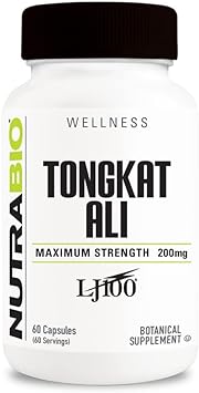 NutraBio Tongkat Ali LJ 100 - Eurycoma Longifolia Extract Supplement - 200mg per Capsule, 60 Servings