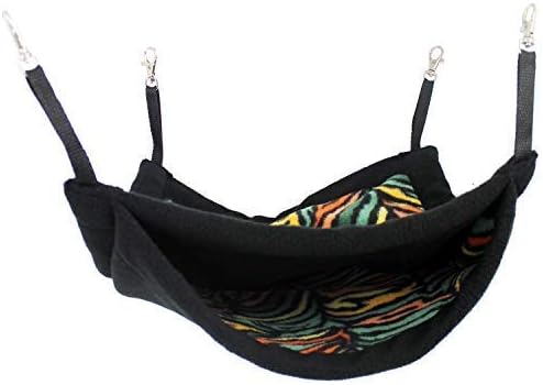 Double Hammock (Rainbow) - Hanging Fleece Cage Accessory Toy For Sugar Gliders, Marmosets, Rats, Hamsters, Flying Squirrels, Ferrets, Birds, Chinchillas, Parrots - Hammock, Tower, Bed, Nest Pouch