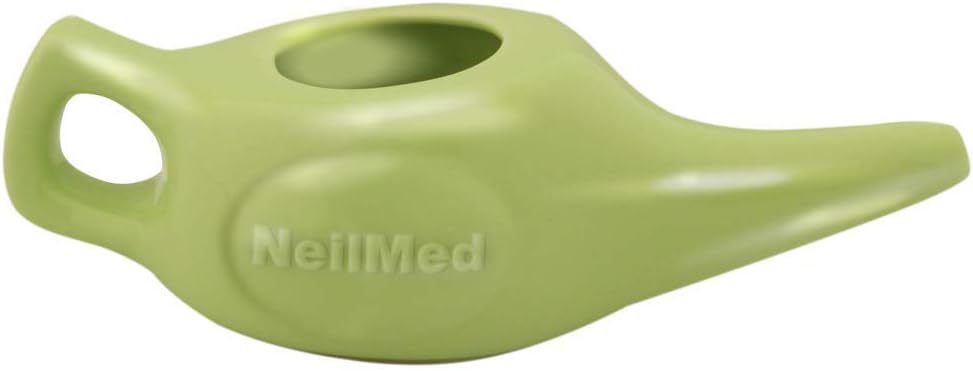 NeilMed Classic Porcelain Neti Pot Green with 30 Premixed Packets