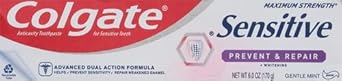 Colgate Sensitive Toothpaste, Prevent And Repair , Mint Paste Formula, 6 Ounce (1 Pack)