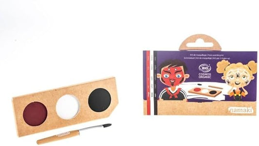 Makeup Palette For Kids Halloween - Devil & Spider - 3 Colours (Red, White, Black) - Hypoallergenic And Organic Cosmos Namaki