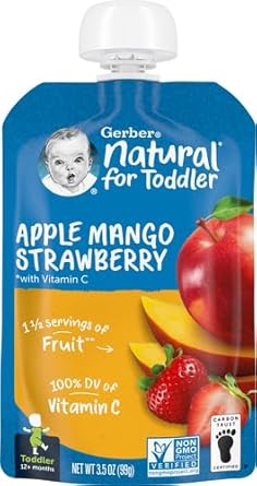 Gerber Baby Food Apple Mango Strawberry, 3.5 Oz Pouch