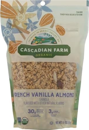 Cascadian Farm Organic Granola, French Vanilla Almond Cereal, Resealable Pouch, 11 oz
