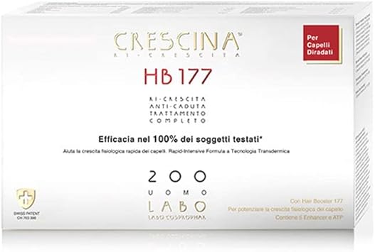Crescina Transdermic Re-Growth And Anti-Fall Hb 177 Hair Booster Treatment For Hair Regrowth 200 Men 20+20 Vials