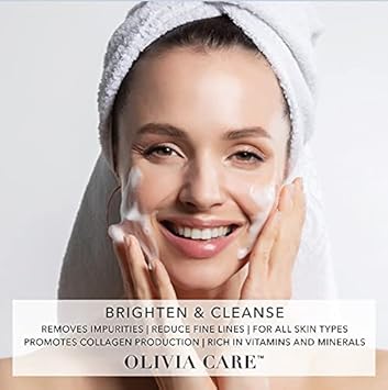 Olivia Care Vitamin C Daily Brightening Facial Cleanser - All Natural Moisturize, Hydrate, Cleanse - Brighten Age Spot, Tighter & Soothe Skin - Antioxidants - All Skin Type - 8 Fl Oz : Beauty & Personal Care