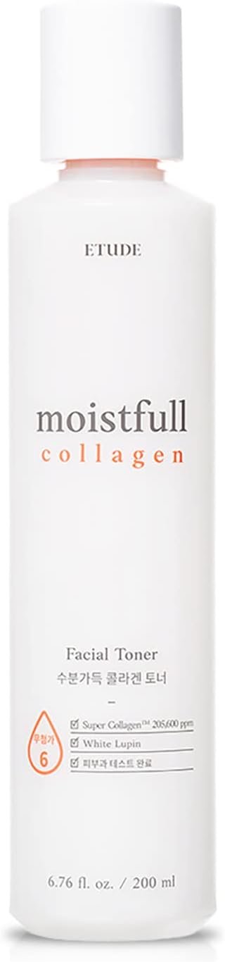 Etude Moistfull Collagen Toner, Toner For Face, Super Collagen Water, Lupinus Albus Protein, Instant Moisture Recharge, Oil-Moisture Balance, Korean Skin Care, Beauty (6.76 Fl Oz)
