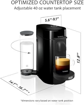 De'Longhi Nespresso Vertuo Plus Coffee and Espresso Machine by De'Longhi,8 oz, Ink Black: Home & Kitchen