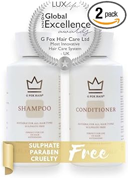 Sulphate Free Hair Extension Shampoo And Conditioner System G Fox Hair®250Ml, Multi-Award Winning Shampoo And Conditioner, 99% Natural Ingredients, Made By Extension Experts