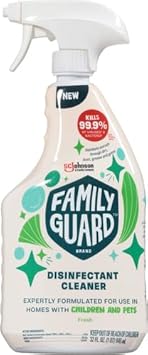 Family Guard Brand Disinfectant Spray Trigger & Multi Surface Cleaner, Antibacterial Spray, Expertly Formulated For Use In Homes With Children & Pets, Fresh Scent, 32 Oz (Pack Of 1)