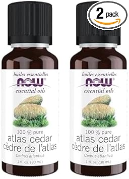 Now Essential Oils, Atlas Cedar Oil, Balancing Aromatherapy Scent, Steam Distilled, 100% Pure, Vegan, Child Resistant Cap, 1-Ounce (Pack Of 2)