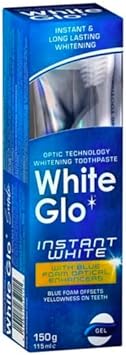 2 x White Glo Instant White Optic Technology Whitening Toothpaste + Toothbrush