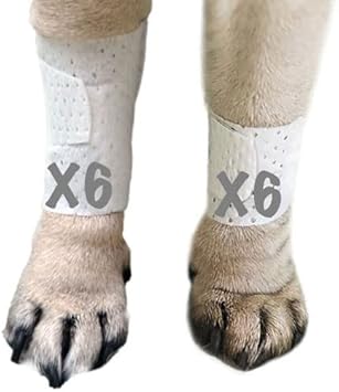 Basic Leg Bandages For Dogs, Cats, Pets -First- Aid Non Adhesive Fur Friendly, Soft Stretch Wound Care, Hot Spots, Fungus, Adjustable Fastening Strap Value Pack (2Xs/Xs 12-Pack)