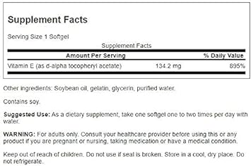 Swanson Natural Vitamin E - Natural Supplement Supporting Heart Health '&' Tissue Protection - Essential Nutrient Promoting Overall Health '&' Wellness 200 Iu (134.2 Milligrams) 250 Sgels