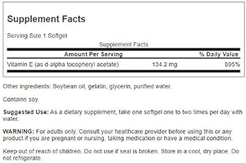 Swanson Natural Vitamin E - Natural Supplement Supporting Heart Health '&' Tissue Protection - Essential Nutrient Promoting Overall Health '&' Wellness 200 Iu (134.2 Milligrams) 250 Sgels