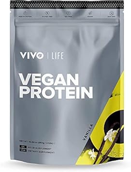 VIVO Vegan Protein Powder - 0.7 oz of Plant-Based Protein per Scoop, 30 Servings (31.7 oz) (Vanilla)