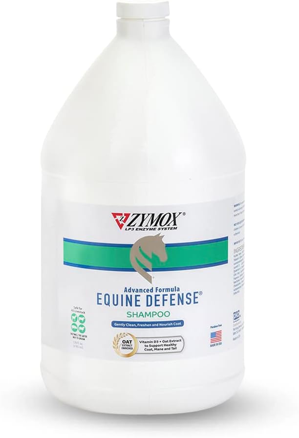 Zymox Equine Defense Advanced Formula Shampoo, 1 Gal. – Horse Coat Care: Cleans, Refreshes, Hydrates & Nourishes Skin, Mane & Tail