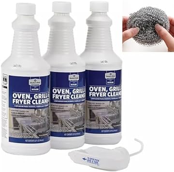 Commercial Oven, Grill and Fryer Cleaner 32 oz, 3 pk Comes With 6 Mini Stainless Steel Wire Scrubber Ball