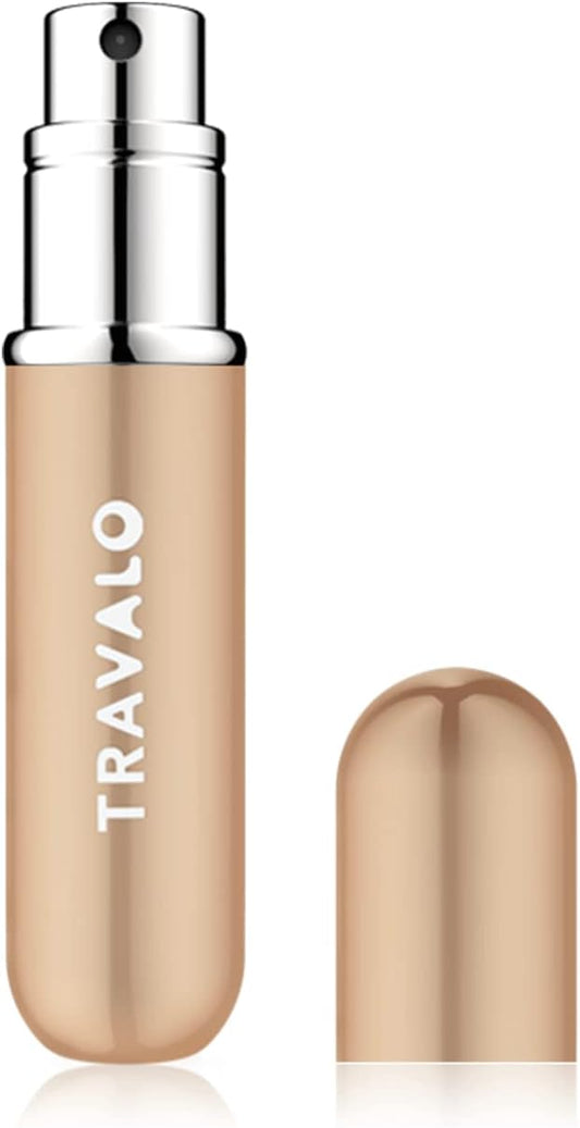 Travalo - Classic Refillable Perfume Spray - Revamped Refill System - High-Tech Aviation Material - Air Travel Explosive Free Perfume Atomizer - Glass Free- Gold - Unisex - 0.13Oz,M