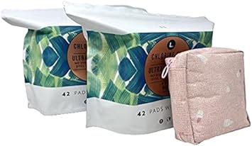 Generic L. Organic Cotton & Chlorine-Free Pads, Regular Absorbency with Ultra Thin Design Bundle with Sanitary Napkin Bag Tampon Organizer, 42 Count (2 Pack) : Health & Household