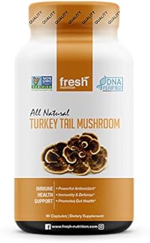 Organic Turkey Tail Mushroom Extract Supplement - High in Beta Glucans ? Non-GMO, Vegan Friendly, Gluten-Free - 90 Capsules