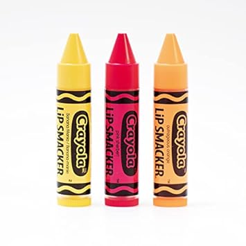 Lip Smacker Crayola Crayon Flavored Lip Balm Trio 3-Pack, Banana, Sherbert, Orange, Clear Matte, For Kids, Women, Men : Beauty & Personal Care