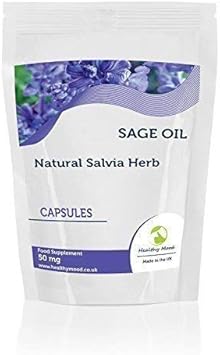 Sage Oil 50mg Herb Diet Health Food Supplement Vitamins 90 Capsules Salvia Lavendulaefolia Antioxidant Astringent Anti-inflammatory Nutrition Supplements HEALTHY MOOD