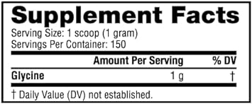 NutraBio Glycine Powder - Free Form Amino Acid Supplement - 1000mg Serving - 150g, 150 Servings