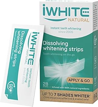 Iwhite Dissolvable Teeth Whitening Strips - Up To 7 Shades Whiter - Enamel Safe, 28 Peroxide-Free Strips, 14 Treatments
