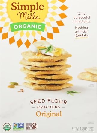 Simple Mills Organic Seed Crackers, Original - Gluten Free, Vegan, Healthy Snacks, Paleo Friendly, 4.25 Ounce (Pack of 1)