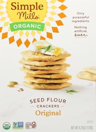 Simple Mills Organic Seed Crackers, Original - Gluten Free, Vegan, Healthy Snacks, Paleo Friendly, 4.25 Ounce (Pack Of 1)