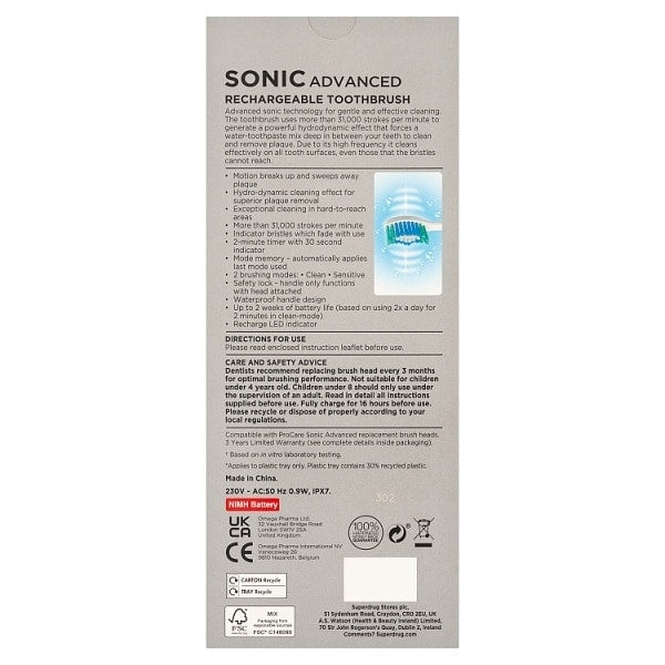 Procare Sonic Rechargeable Electric Toothbrush Black