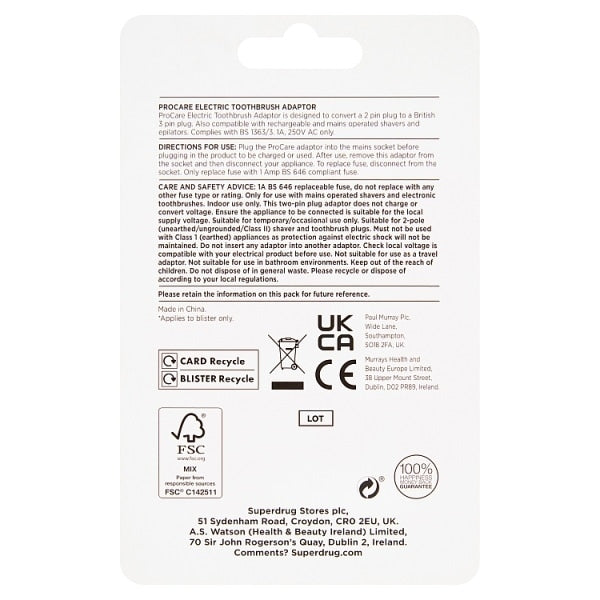 Procare Power Toothbrush Adaptor